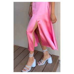 OAK + FORT • Strappy Thick Heel Sandal in Light Blue